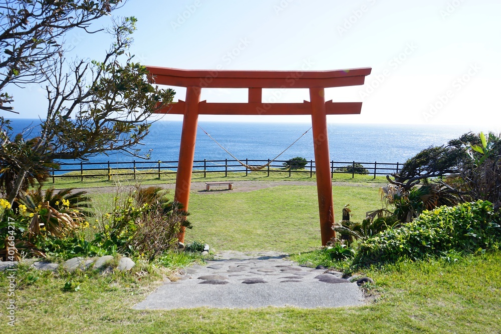 Front Gate, Torii of Osaki Shrine at Kadokura Cape in Tanegashima island, Kagoshima, Japan - 鹿児島県 種子島 門倉岬 御崎神社の鳥居