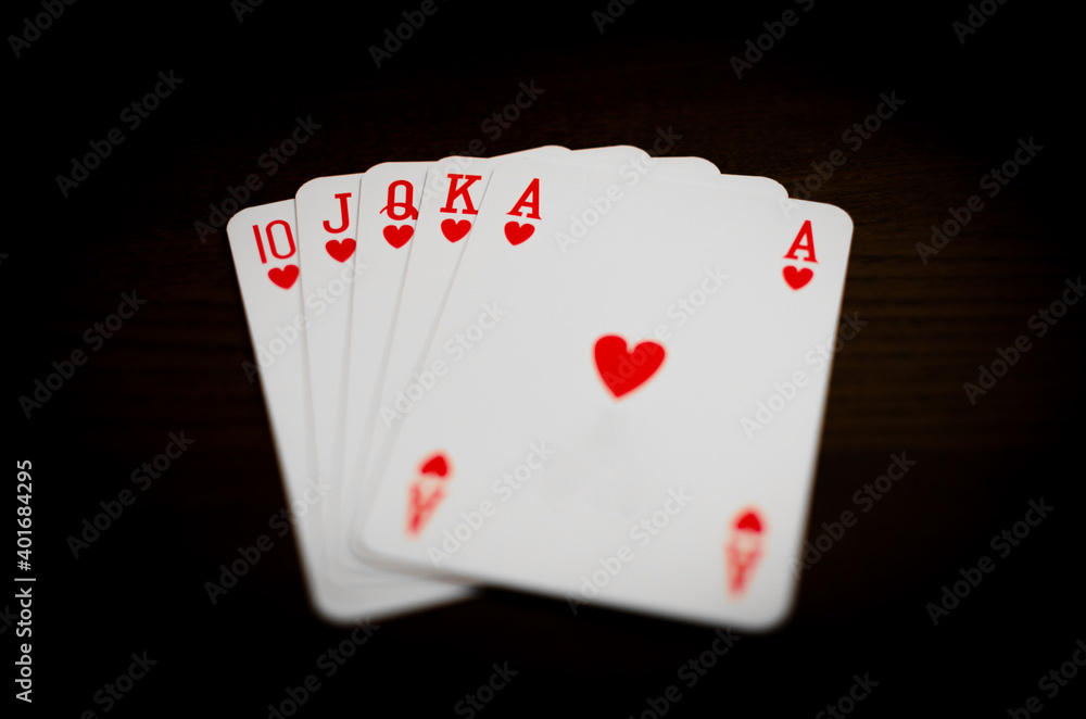 Obraz premium Hearts royal flush