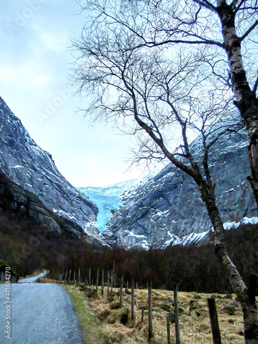 Briksdal glacier in Norway during winter