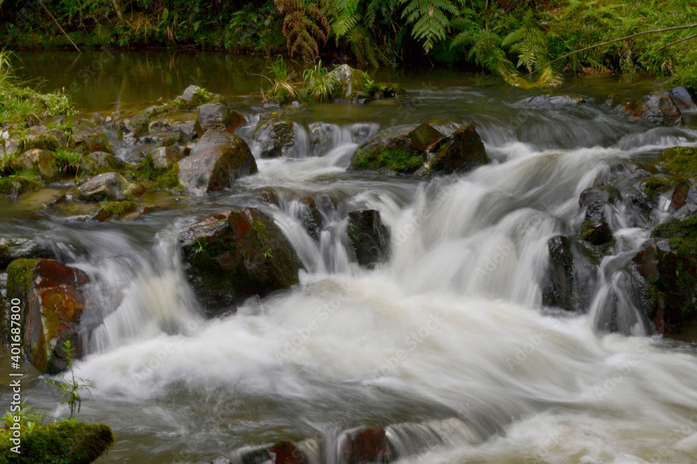 Waterfall in the middle of the Atlantic forest located in the city of Apiai, São Paulo.