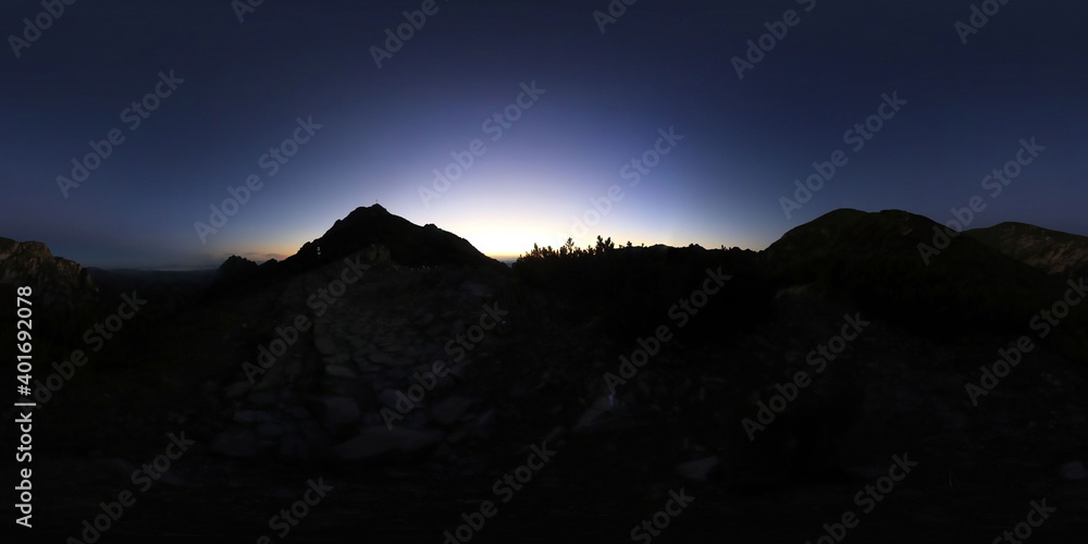 Obraz premium Sunrise in the mountains HDRI Panorama