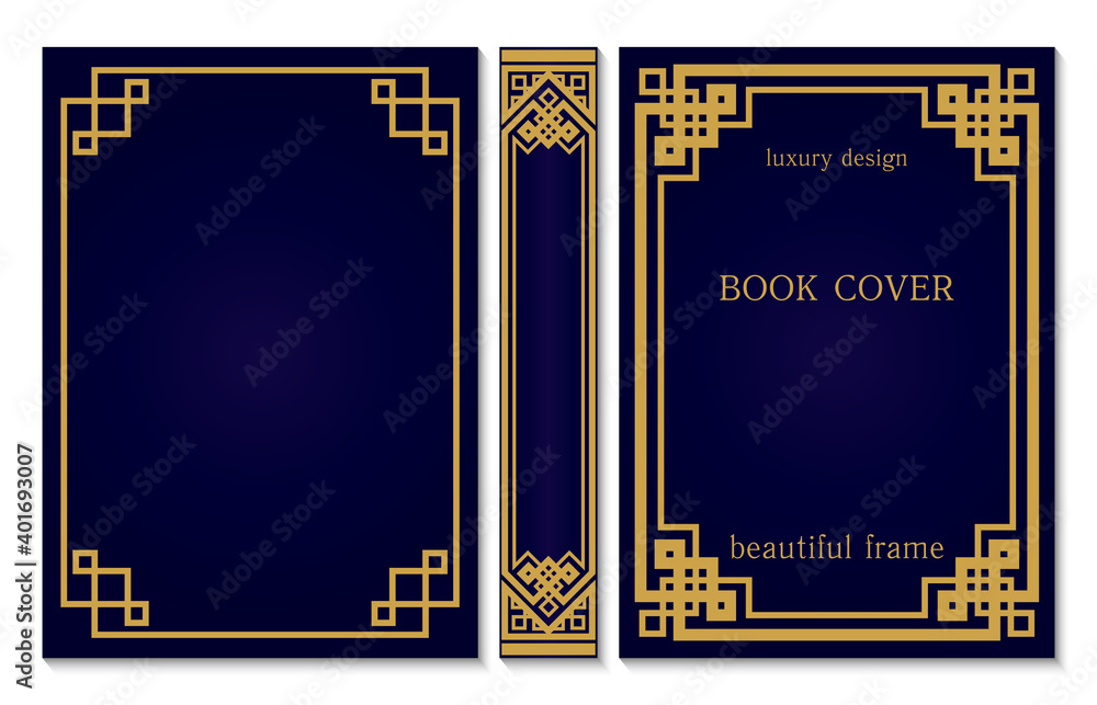 Book Cover And Spine Design Geometric Chinese Ornament Frames