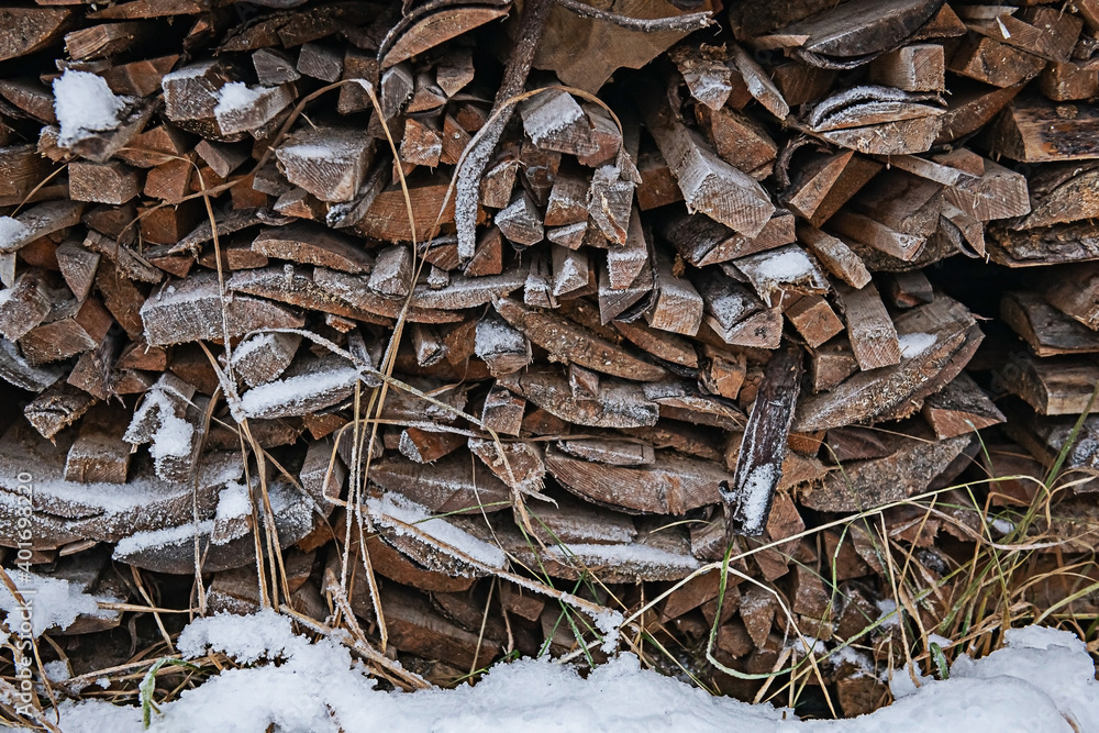 prepared firewood in the snow large prepared firewood in the snow large