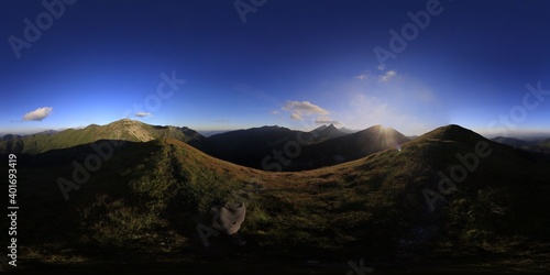 Evening sunset in the Tatra Mountains HDRI Panorama