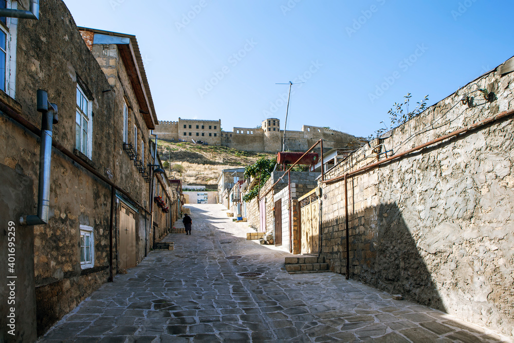 An old city street overlooking the Naryn-Kala fortress. Derbent. The Republic of Dagestan