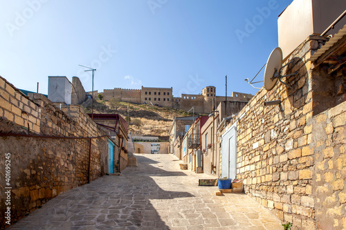 An old city street overlooking the Naryn-Kala fortress. Derbent. The Republic of Dagestan