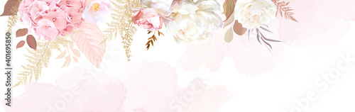 Luxurious beige trendy vector design watercolor banner frame