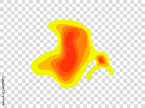 Vector graphic of infrared rays with hot spots spectrum on transparent background. Concept design for Mapping of predicted probability of fire hotspots distribution, Biodiversity hotspots map, etc.