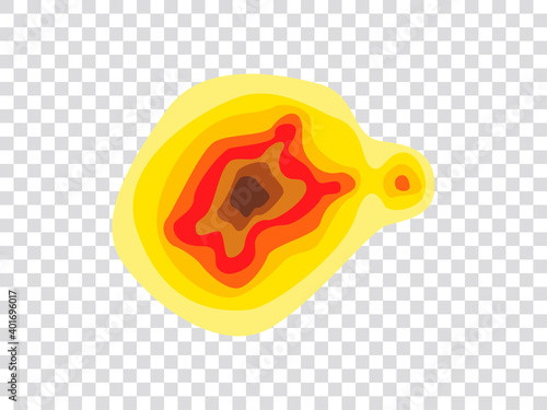 Vector graphic of infrared rays with hot spots spectrum on transparent background. Concept design for Mapping of predicted probability of fire hotspots distribution, Biodiversity hotspots map, etc.