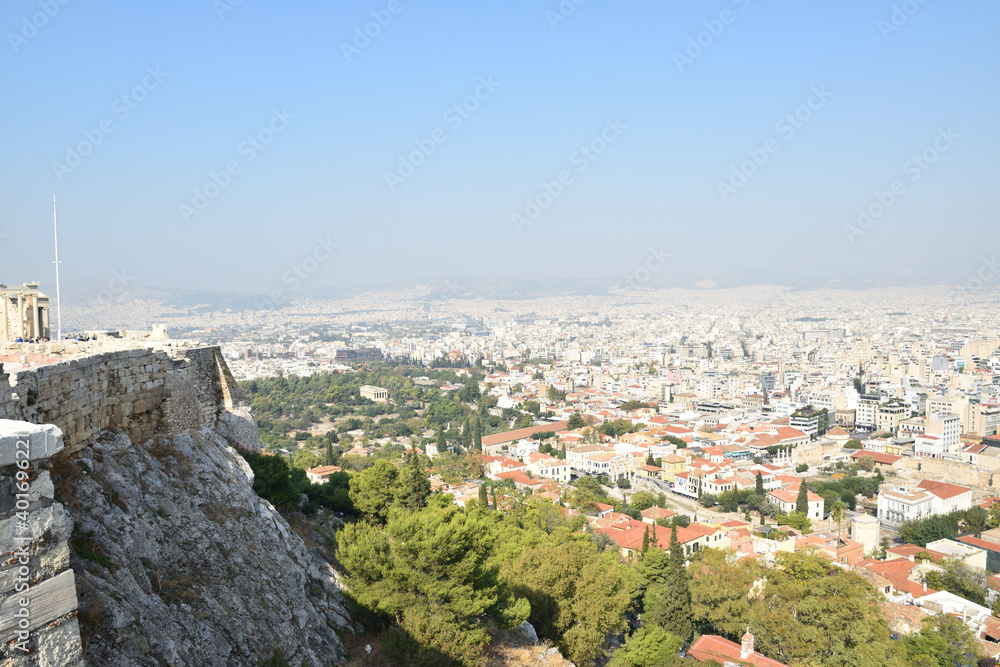 Obraz premium Vista de los principales monumentos y sitios de Atenas (Grecia). Acrópolis. Vistas de Atenas desde la Acropolis.