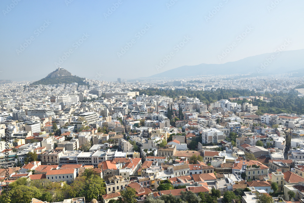 Vista de los principales monumentos y sitios de Atenas (Grecia). Acrópolis. Vistas de Atenas desde la Acropolis.