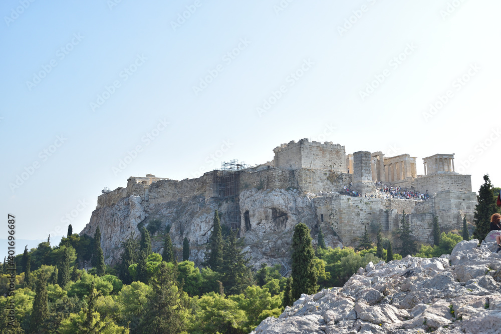 Vista de los principales monumentos y sitios de Atenas (Grecia). Vistas de la Acrópolis y del Partenón.