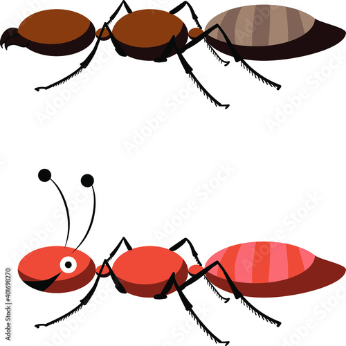 Happy cartoon ant are waiting. Vector
