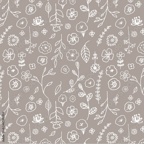 北欧風おしゃれな継ぎ目のない背景パターン　Vector illustration of a seamless floral pattern for Wedding