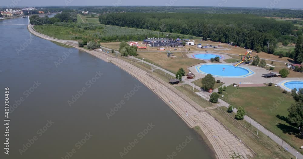 Aerial photo of the Drava River in Osijek, Croatia Aerial photo of the Drava River in Osijek, Croatia
