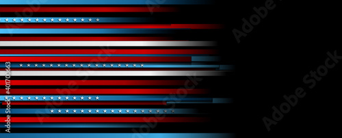 USA colors, stars and stripes abstract dark design. Independence Day modern vector background. Corporate concept american flag