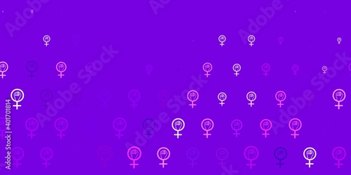 Light Purple vector backdrop with women power symbols.