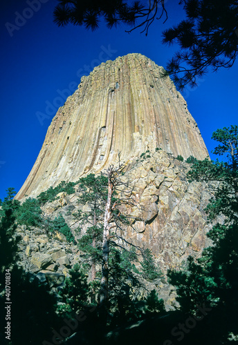 View of Devils Tower National Monument, USA photo