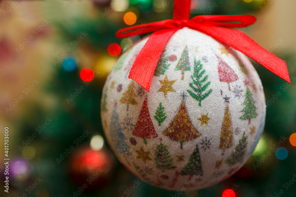 Christmas balls on the tree. We decorate the Christmas tree. New Year. Christmas. Holiday. Christmas balls on the tree. We decorate the Christmas tree. New Year. Christmas. Holiday.