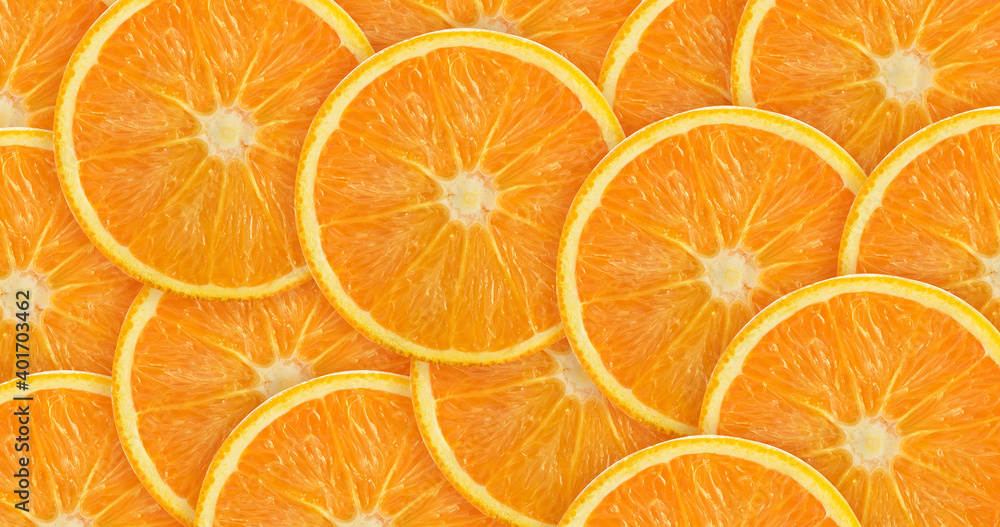 Many slices of ripe juicy orange. View from above. Natural antioxidant. Fruit background for banners or packaging design of juice, sweet carbonated drinks, cosmetics, essential oils, vitamins. Many slices of ripe juicy orange. View from above. Natural antioxidant. Fruit background for banners or packaging design of juice, sweet carbonated drinks, cosmetics, essential oils, vitamins.