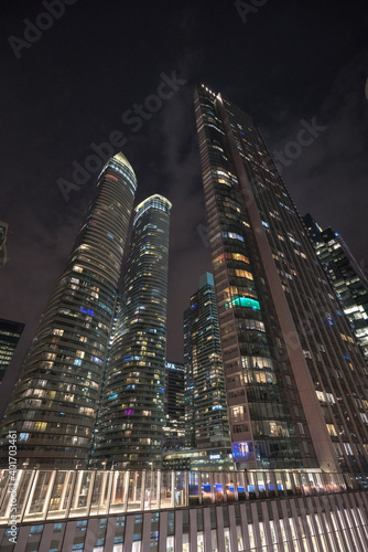 Photography Urban Night Cityscape View with Dense Apartment Buildings in a Metropolitan City