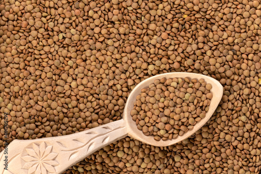Obraz premium Lentils background and texture. Top view.