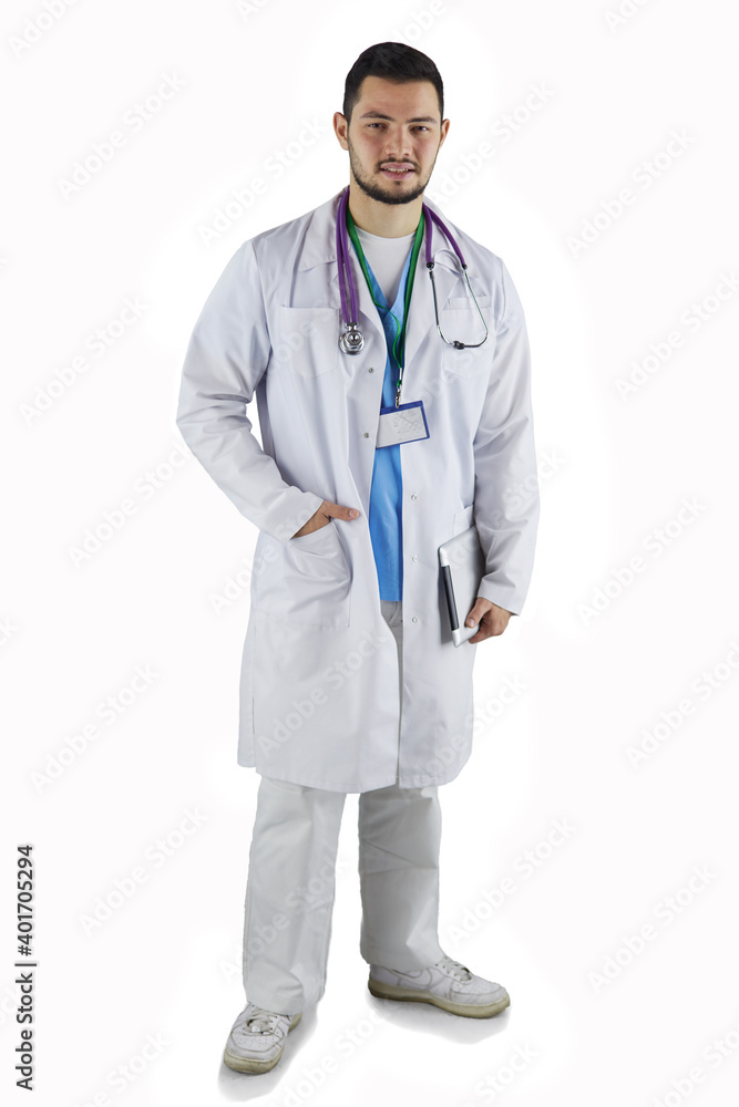 Portrait of confident young medical doctor on white background Portrait of confident young medical doctor on white background