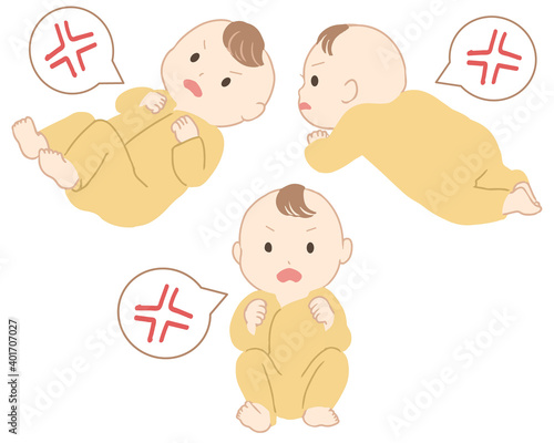 赤ちゃん　洋服　怒る　吹き出し(線無し)