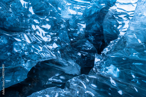 Natural blue ice in icelandic cave