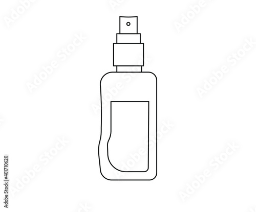 Spray bottles isolated on white background (transparent). Cosmetic container for liquid