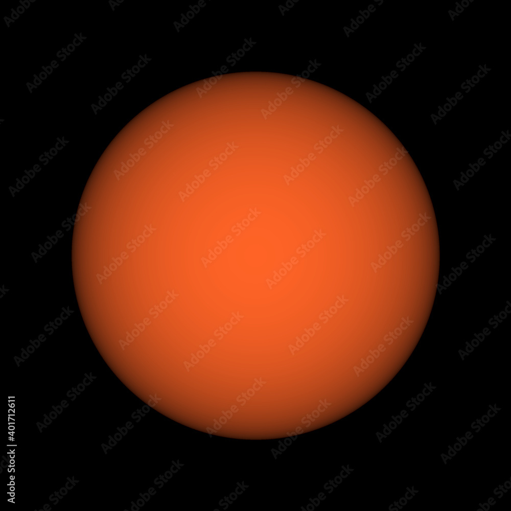 Orange sphere with sharp edge and black background