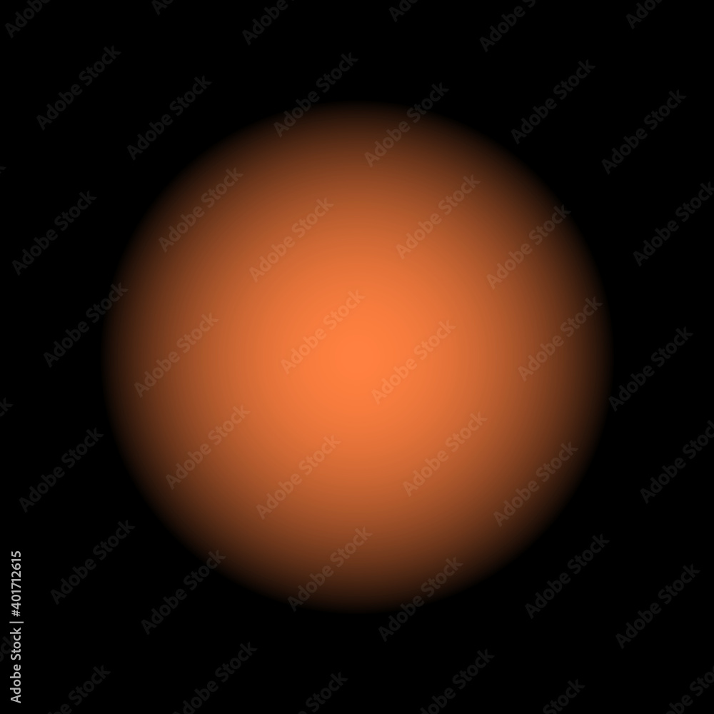 Orange sphere with soft edge and black background