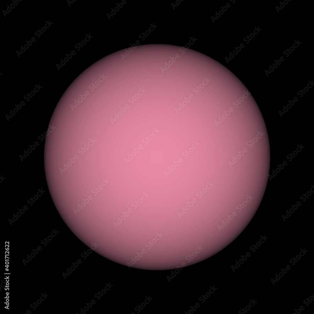 Pink sphere with sharp edge and black background