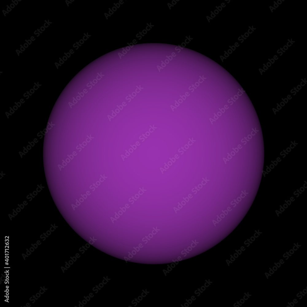 Purple sphere with sharp edge and black background