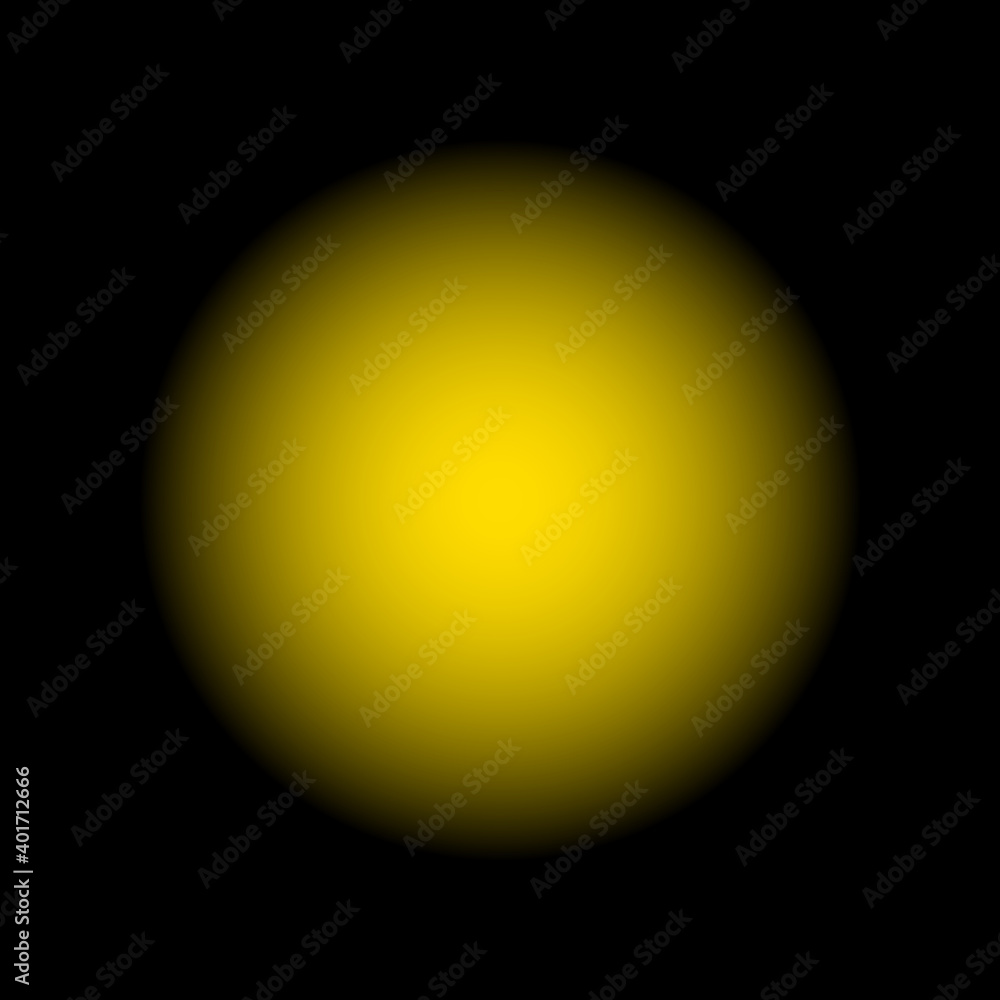  Yellow sphere with soft edge and black background