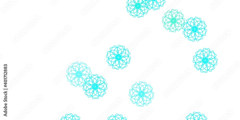 Light Blue, Green vector doodle pattern with flowers. Light Blue, Green vector doodle pattern with flowers.
