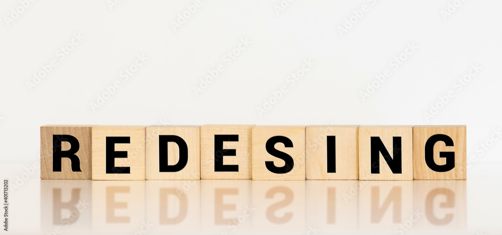 REDESIGN word made with building blocks REDESIGN word made with building blocks