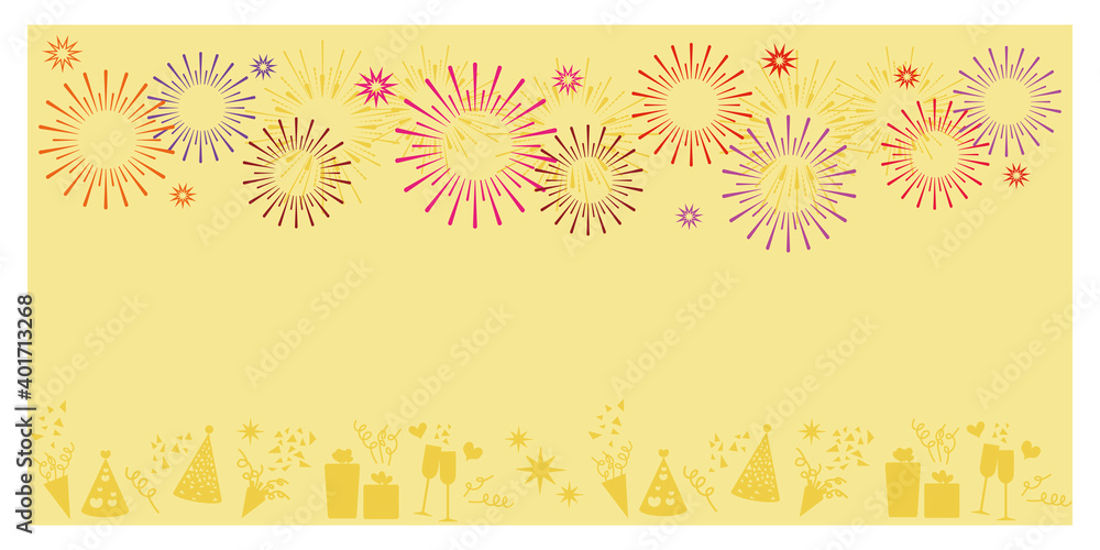 New year concept. Countdown fireworks on gradation background. .fireworks illustration. Vector illustration. カウントダウンイベント、花火イラスト、カラフル花火イラストデザイン