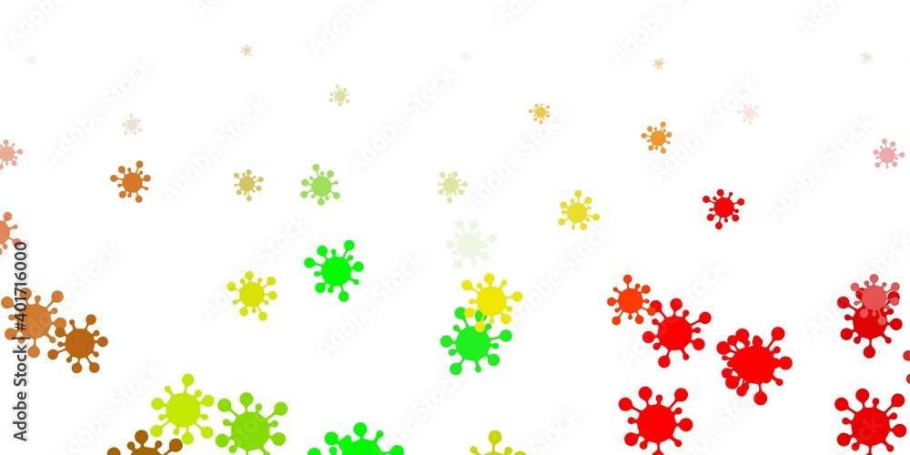 Light green, red vector backdrop with virus symbols. Light green, red vector backdrop with virus symbols.