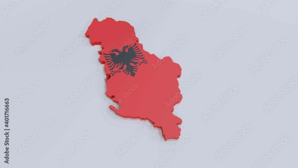 Map of Albania with Albanian flag Map of Albania with Albanian flag