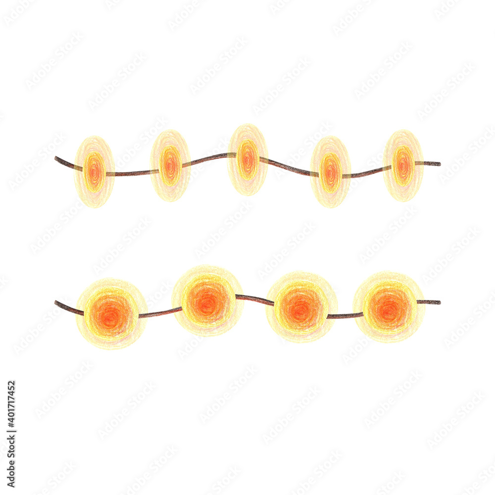 Christmas set with a garland. New year's theme. Pencil isolated illustration on a white background. Illustration for postcards, posters, textile design and other things. Christmas set with a garland. New year's theme. Pencil isolated illustration on a white background. Illustration for postcards, posters, textile design and other things.