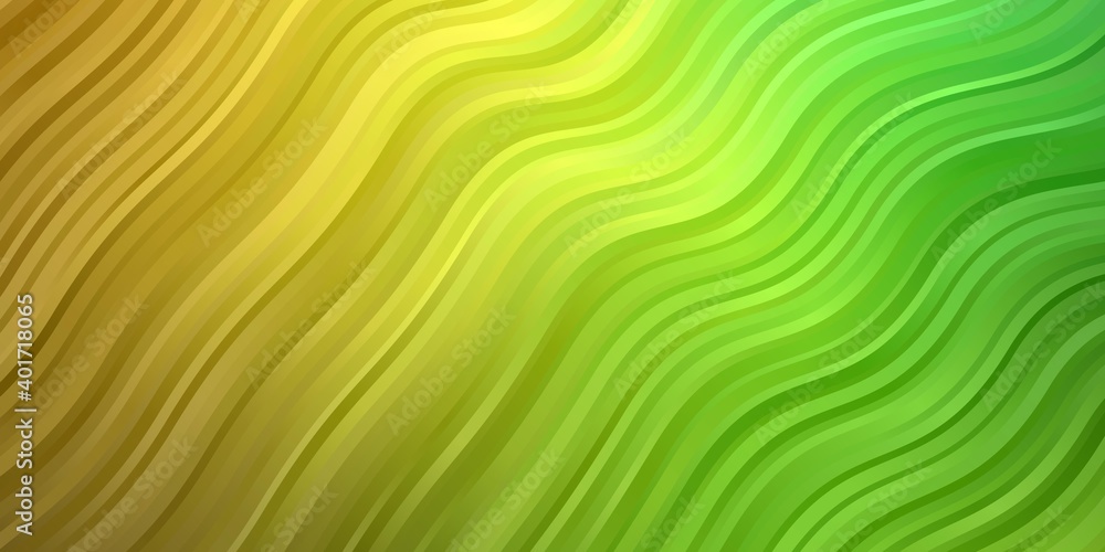 Light Green, Yellow vector backdrop with curves.