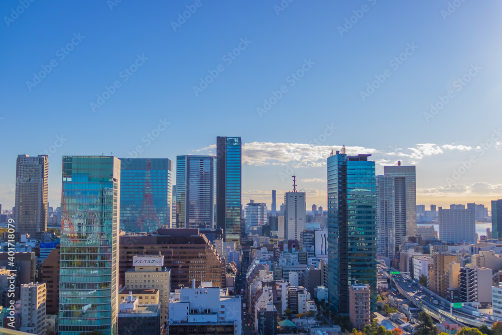 Fototapeta premium 東京のビル群と朝日