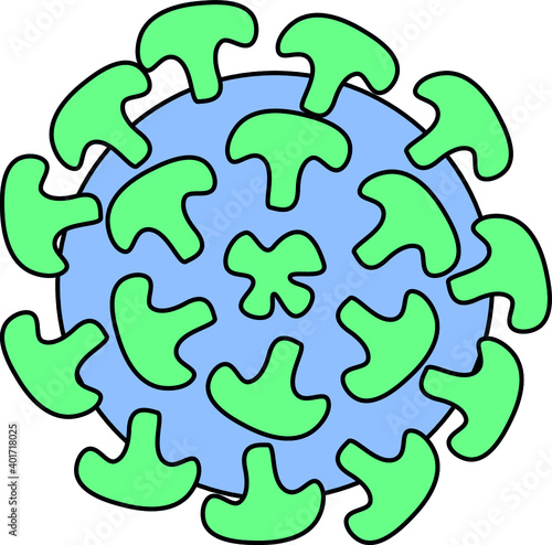 Covid virus, cell, covid-19, mutation, microscopy clip art