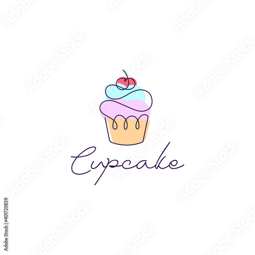 cupcake sweet dessert logo vector illustration