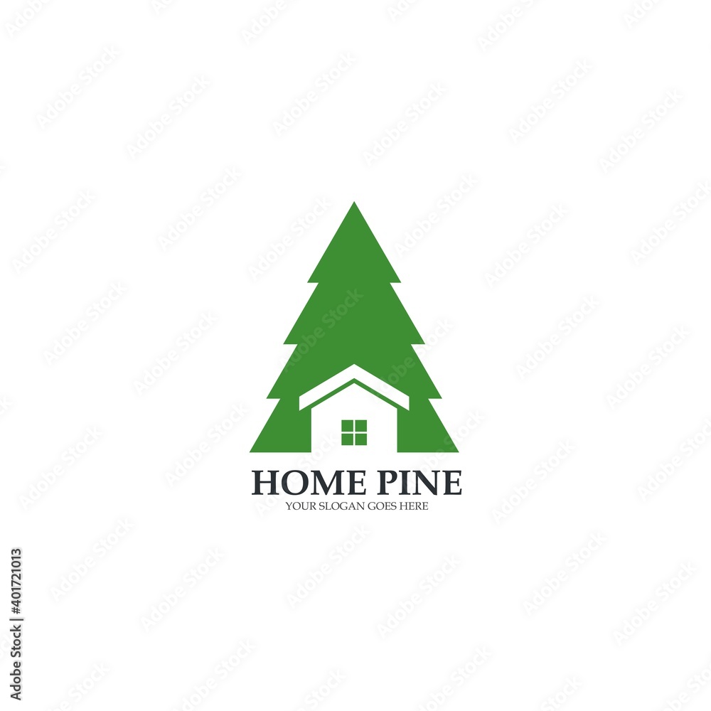 nature green pines home logo vector icon illustratiion nature green pines home logo vector icon illustratiion