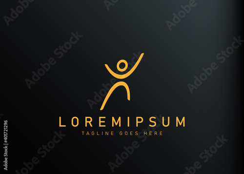 Human logo design. Vector illustration of human interaction through the network icon design. Modern logo design with line art style.