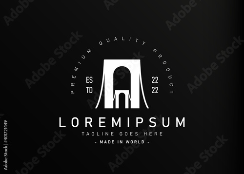 Great bridge logo design. Vector illustration of huge road bridge icon design. Modern logo design with flat style. photo