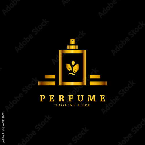 A classical bottle of perfume logo.floral design concept.