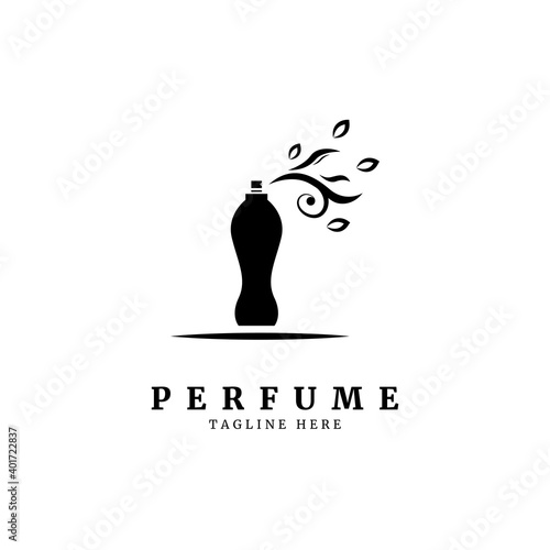 A classical bottle of perfume logo.floral design concept.